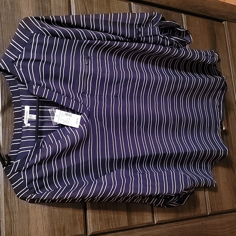 Navy and white stripe blouse